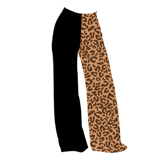 Adult: Y2k Animal Print + Solid Black Summercore Basic Bamboo Split leg Bamboo Wide Leg Pants!