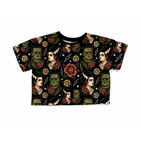 Kids + Adult-- Franken + Bride Tattoo Style Oversized Boxy TShirt! Universal Monsterscore!
