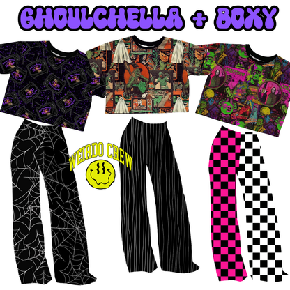 Adult + kids  - Oversized Vintage Witch Moody 1980s TV + Creature Halloween Spooky characters Bamboo Boxy shirt!