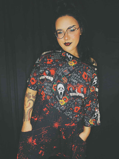 Ready to ship - KIDS SCREAM + Do you like Scary Movies Long Boxy Tshirt! Adult + Kiddos! STU + BILLY! Spooky Halloween!