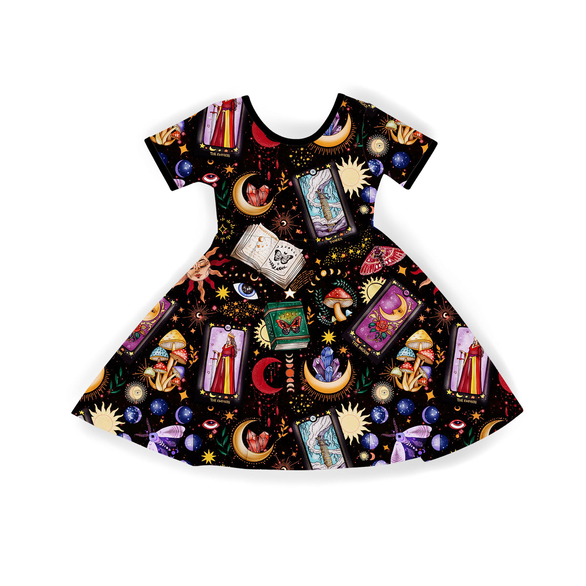 Ready to Ship! Kids + Adult Witch High Vibe Whimsigoth Black Manifest Twirl, Moon Phases,Magical Elements!