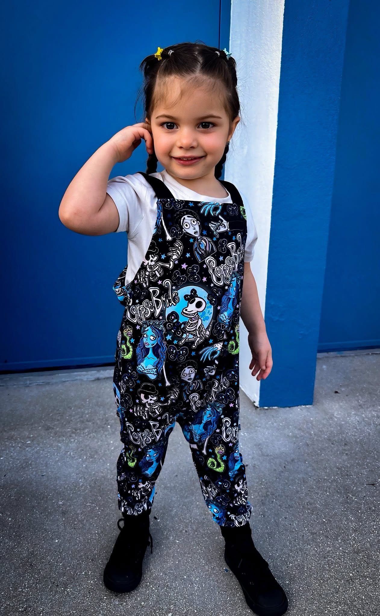 Ready to Ship -- Kids Soda Pop Demon Bamboo Daywear Overalls! Comfy + Modern Fit! Hipster! DEMON OVERALLS