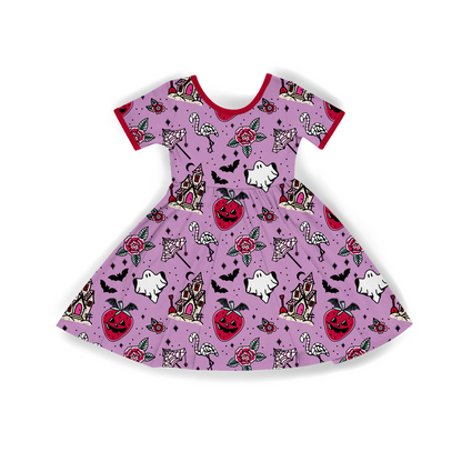 Ready to Ship! Kids + Adult-- Lavender Ghostie Beach Ghoul Bamboo Twirl Dress! Horror Nights!