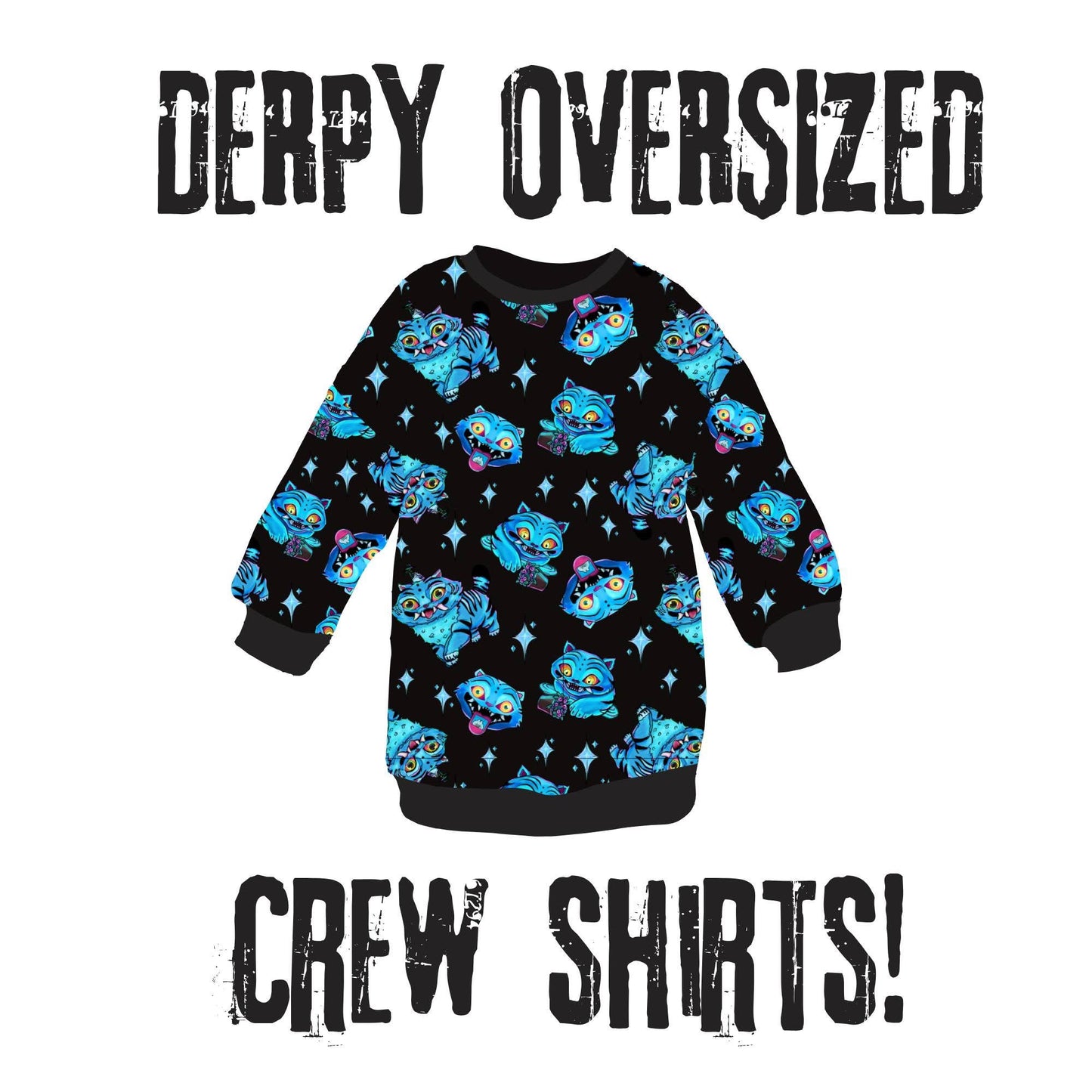 Kids + Adult Derp Kpop French terry  Oversized Crew all year sweat shirts! 80s style! Long and comfy! Large scale!