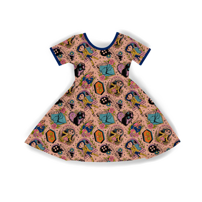 Ready to ship! Kids + Adult-- Other Mother Trad Tattoo Bamboo Twirl Dress! Button Eye Girl + Horror Nights!