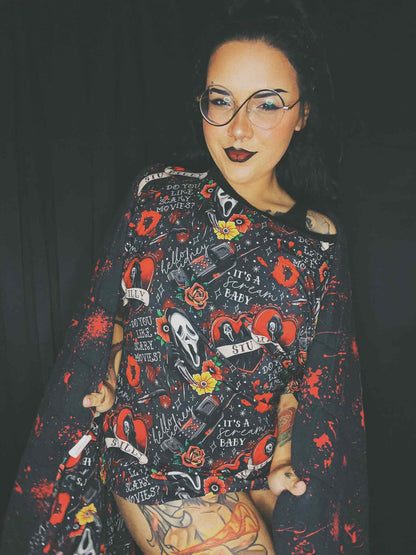 Ready to ship - KIDS SCREAM + Do you like Scary Movies Long Boxy Tshirt! Adult + Kiddos! STU + BILLY! Spooky Halloween!