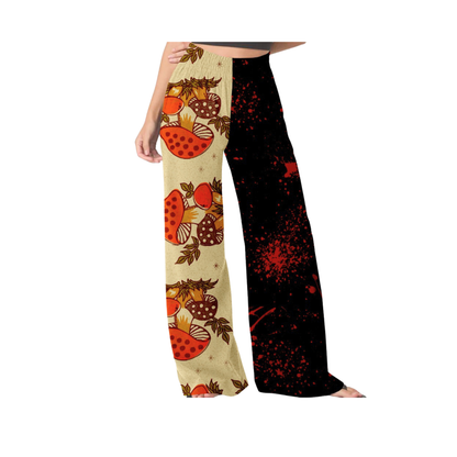 Adult:  Grannycore Killers Merry Mushrooms + Blood Splatter Bamboo Ghoulchella Pants! 3 INSEAMS!