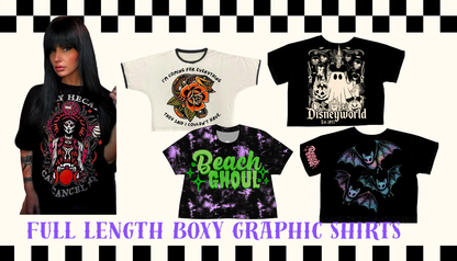Kids + Adult-- Batty Beach Ghoul Stardust Oversized Boxy Shirt! Not Cropped! Pastel Goth