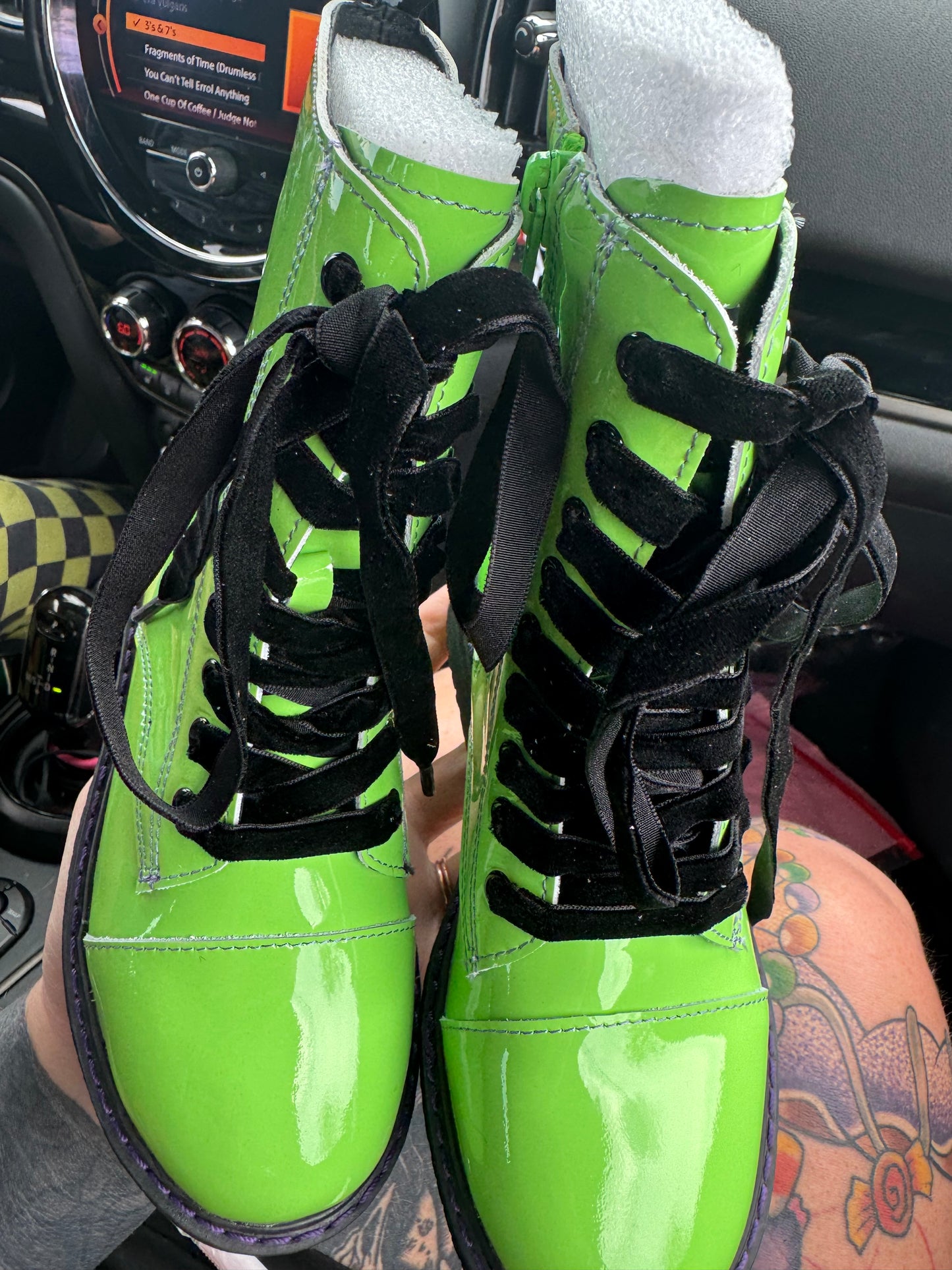Kids + Adult NIck SLIME Spooky Neon Green Combat Boots! 1990s Y2K! Perfect with Halloween!