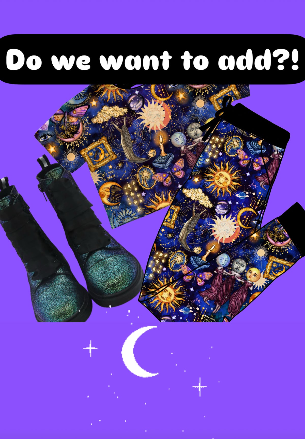 Ready to Ship! Adult-- 1990s Whimsigoth Celestial Modern Bamboo joggers! Practically Magic Witchcore!