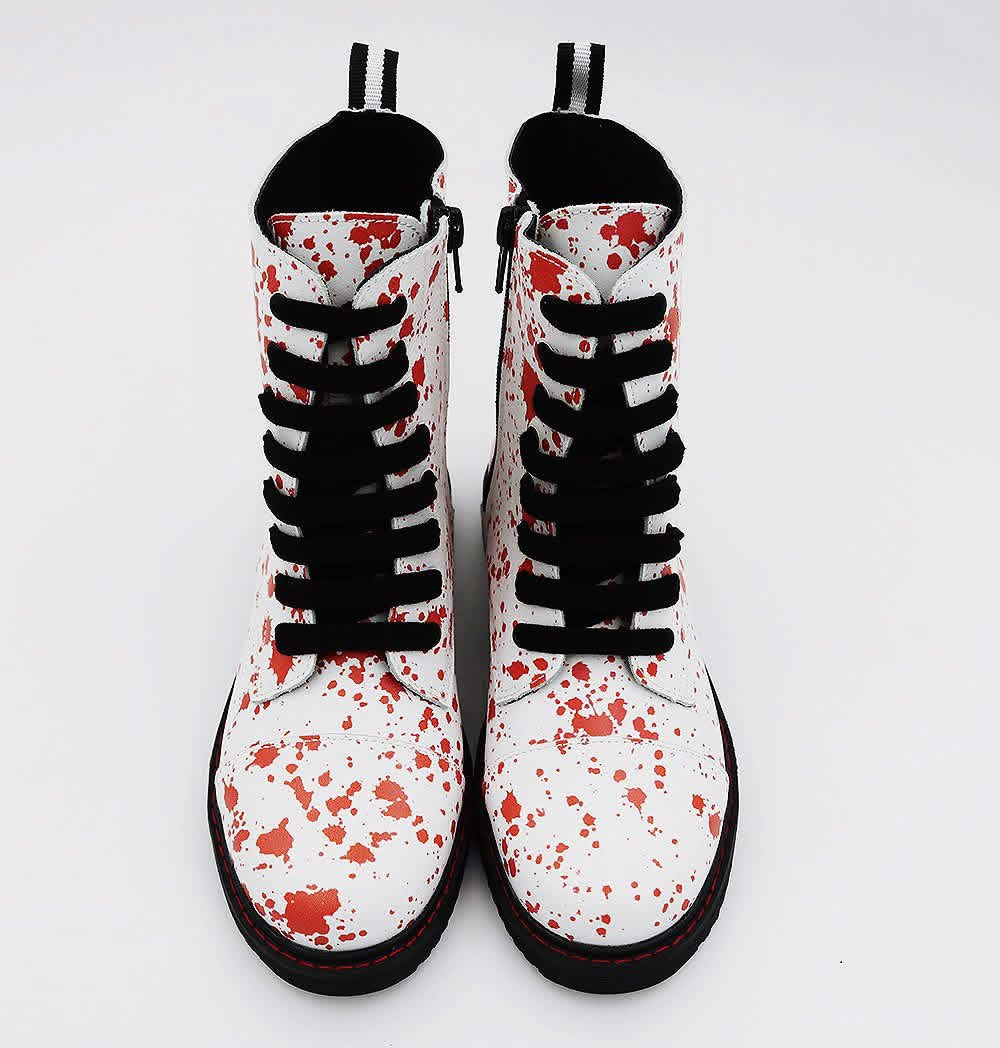 Ready to Ship! Blood Splatter 90s Horror Combats! Retro! Leather!