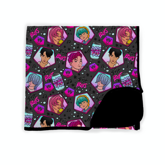 The Soda Pop Bamboo Demon quilted Blanket!  Double Sided! Super Comfy! Demons!