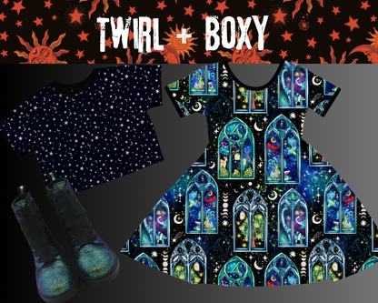 Kids + Adult The Dreamscape Imagination Portal Whimsical BamBOO Twirl Dress! Dragons + Magical + Bookish!