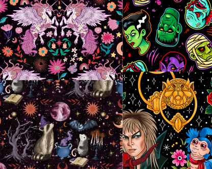 Kids + Adult:  Trash Coven Full Moon Opossum + Raccoon + Bat Friends Magical Forest BamBOO Overalls! Casting magic!