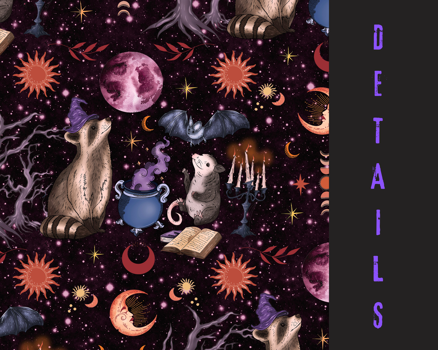 Adult Trash Coven Bamboo Boxy Shirt! Oversized, not cropped! Opossum + Raccoon + Magical Forest! Full Moon!