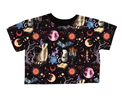 Adult Trash Coven Bamboo Boxy Shirt! Oversized, not cropped! Opossum + Raccoon + Magical Forest! Full Moon!