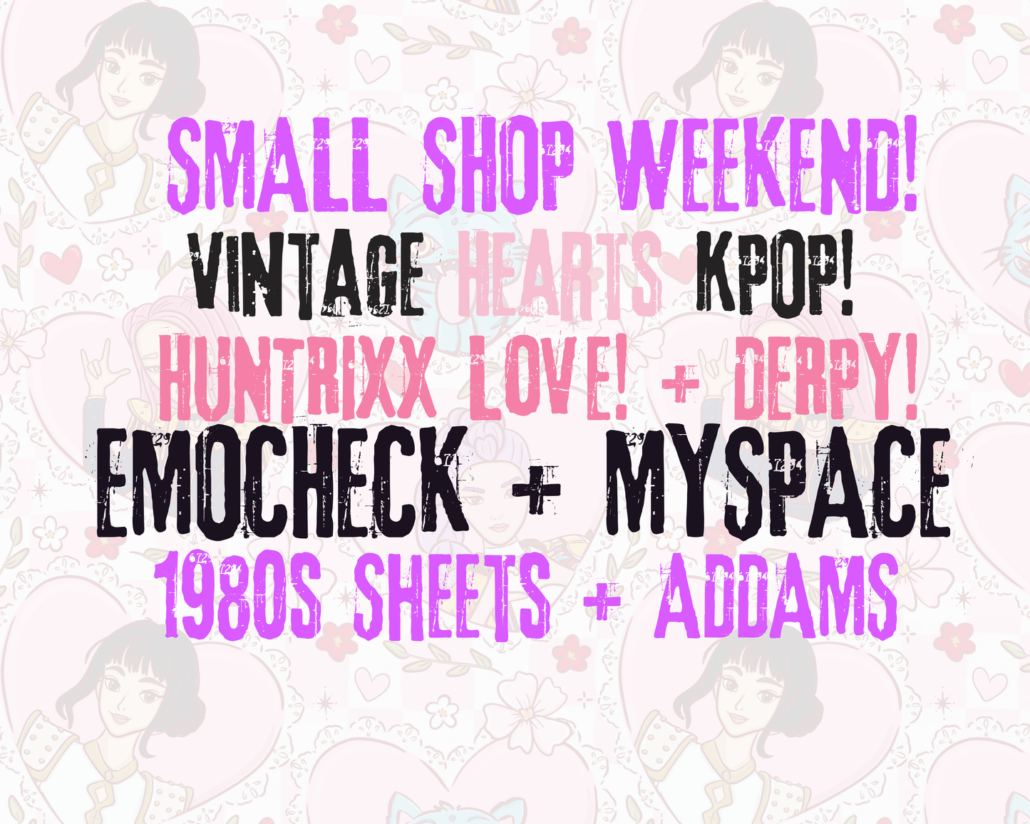 The Vintage Heart Black or Pink KpOP Huntrixxx and Dept Heart + Regular Shaped Blankets!! 3 Sizes!