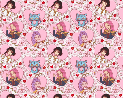 The Vintage Heart Black or Pink KpOP Huntrixxx and Dept Heart + Regular Shaped Blankets!! 3 Sizes!