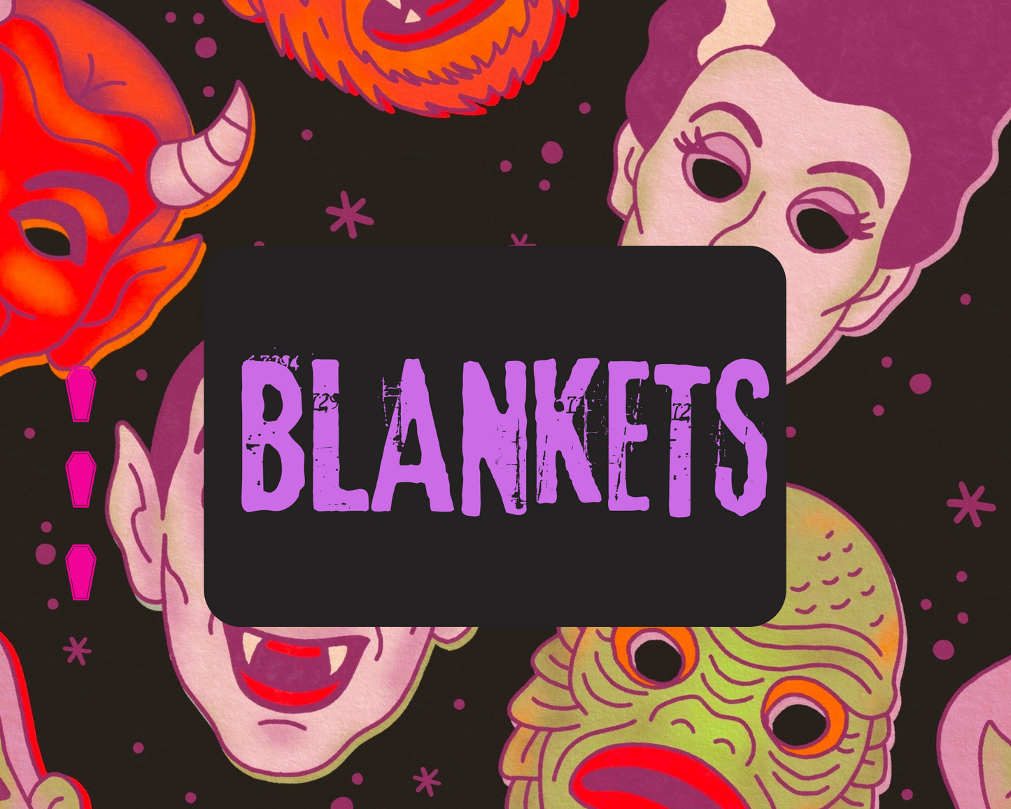Ready to Ship -- Spooky Ghoul Summer! The 80s Masks Spooky Halloween Bamboo Double Sided Blankets!