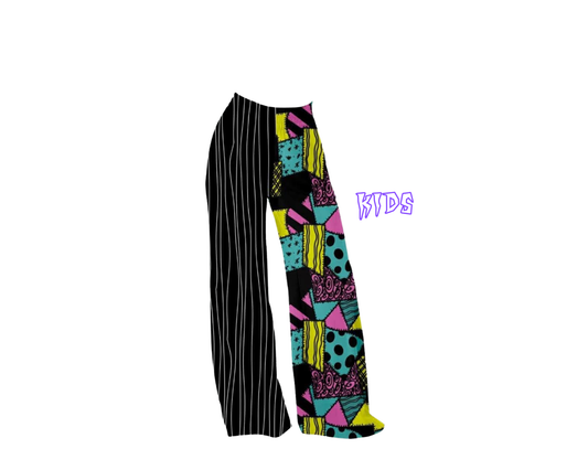 KIDS: Nightmare Duo Ghoulchella Wide Leg Pants! Jack + Sally! Boho + Nightmare! Halloween Pants!