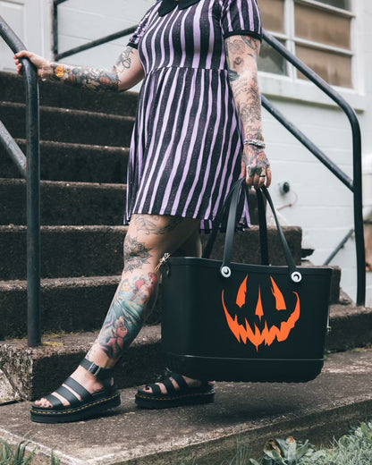 Ready to Ship--Adult + Kid--Halloween Lavender Stripe ALT Twirl Dress w/ Peter Pan Collar!