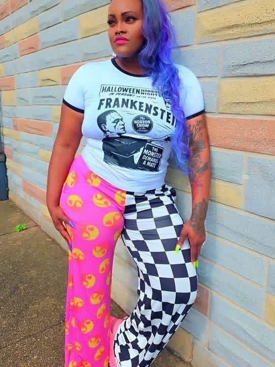 Adult: Goosybumps + Horrorland Spider Web Split Print Ghoulchella Pants! Wide Leg + 3 Inseams! Scary Stories!