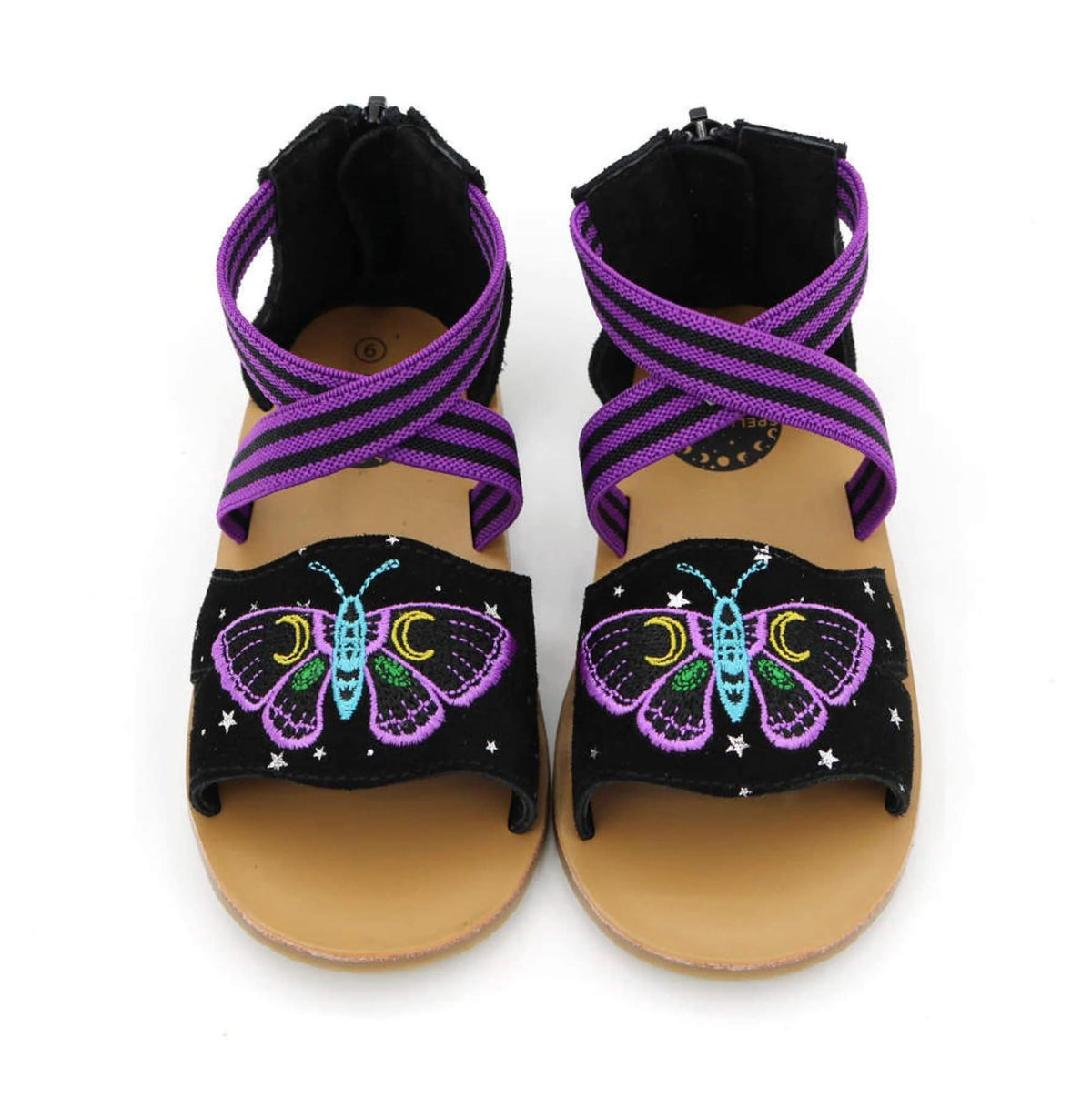 Ready to Ship! The Lunar Moth Embroidered NightSky Witchcore Sandals!