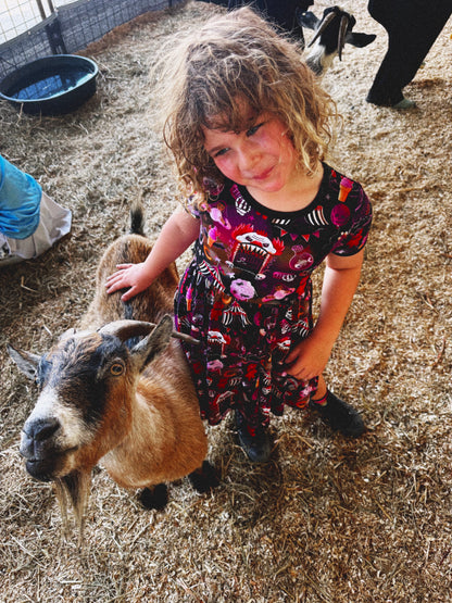 Ready to ship - Spooky Carnival Twirl Dress! Hearse Bumper Cars + Creepy Snacks + Fortune Teller!