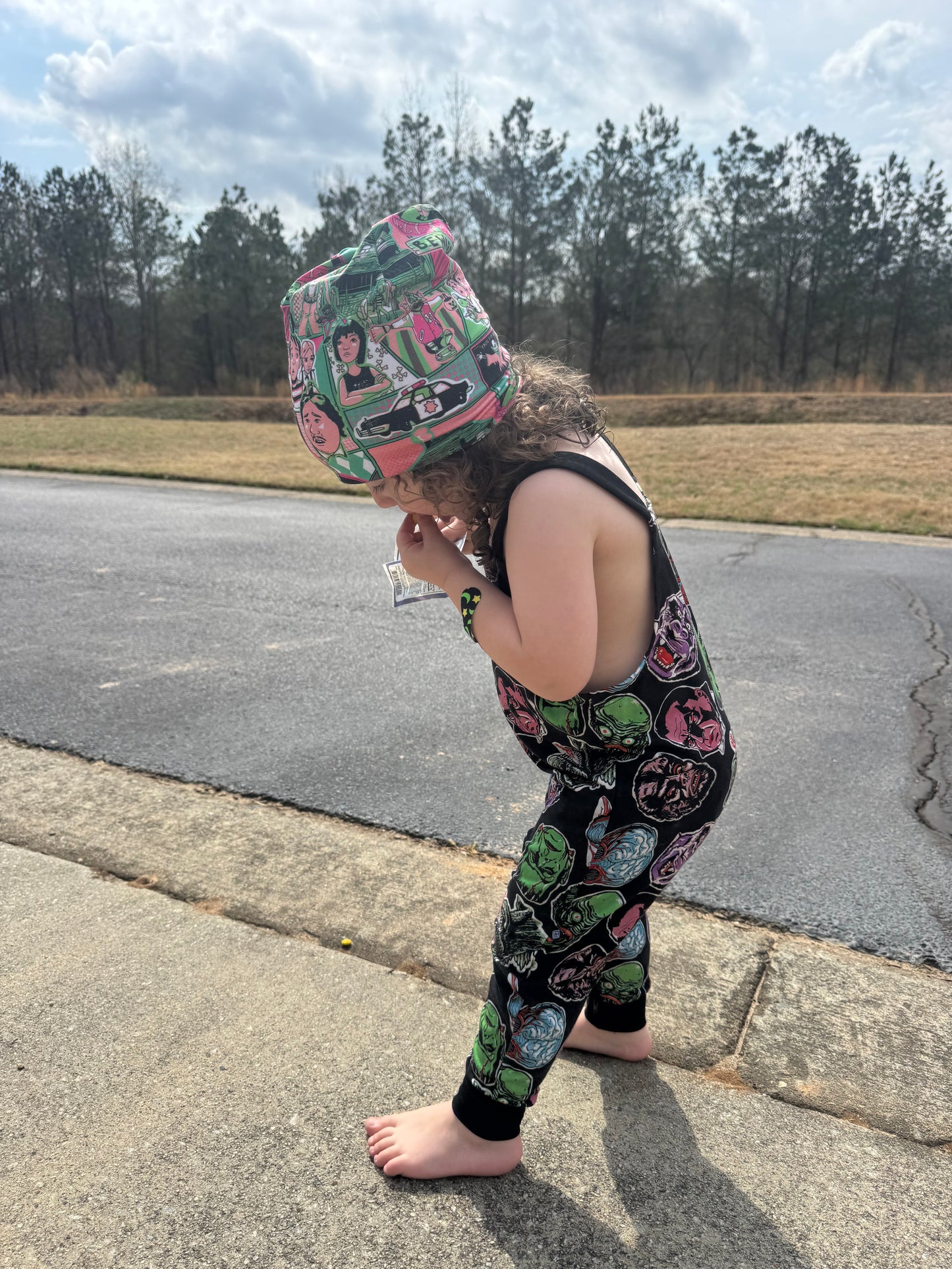 Ready to Ship -- Kids Soda Pop Demon Bamboo Daywear Overalls! Comfy + Modern Fit! Hipster! DEMON OVERALLS