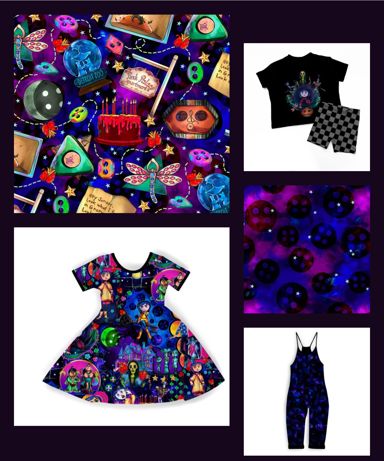 Ready to Ship -- Halloween Kids Other Mother Button eye girl + friend BamBOO two piece set!