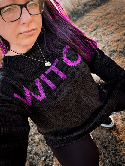 The  BRUJA Cozy Oversized Chunky Knit Black + Purple Sweater