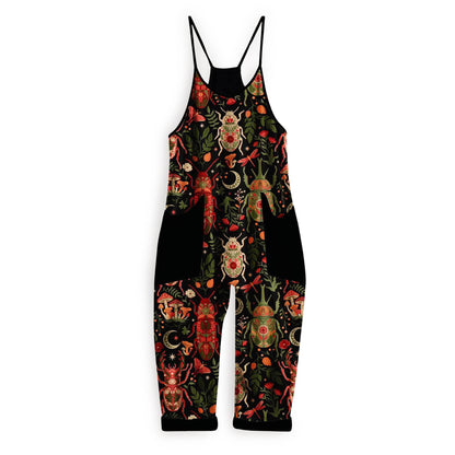 Kids + Adult Botanica Altar Beetles Jewel Tone Winter Bamboo Overalls! Mushrooms + Cottagecore + magical!