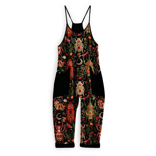 Kids + Adult Botanica Altar Beetles Jewel Tone Winter Bamboo Overalls! Mushrooms + Cottagecore + magical!
