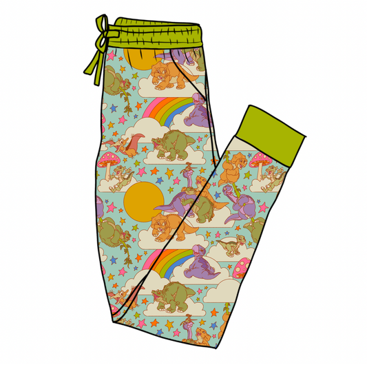 Adult: Retro 90s Dinosaurs Core Memory Land Before Times Adult Bamboo Joggers! Little foot!