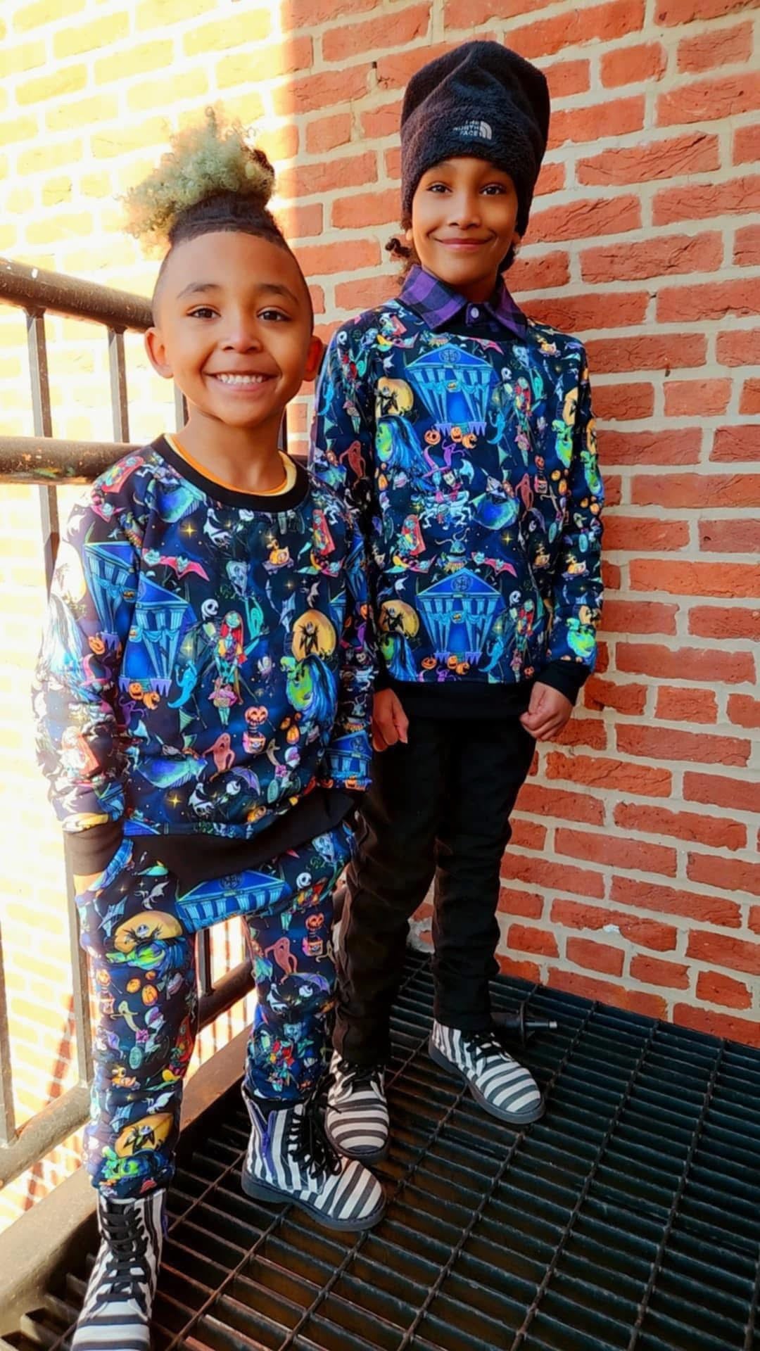 Kids EMOTINES Trad Tattoo Light French Terry Layering Jogger Suit! Crew Shirt + Daywear Joggers! Song Lyrics!