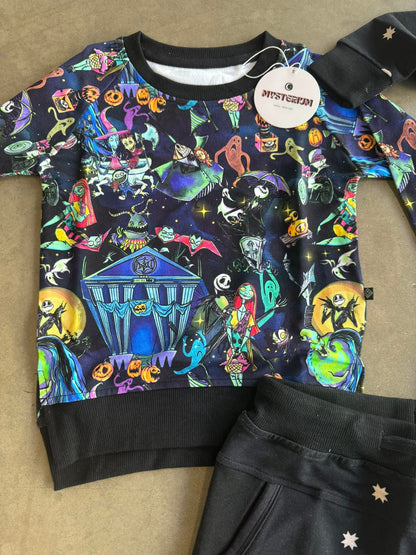 Ready to Ship -Kids Kpop Demon Two Piece French Terry Oversized Joggers + Crew Shirt Cozy Fall/Winter Set! PINK KPOP FRENCH TERRY