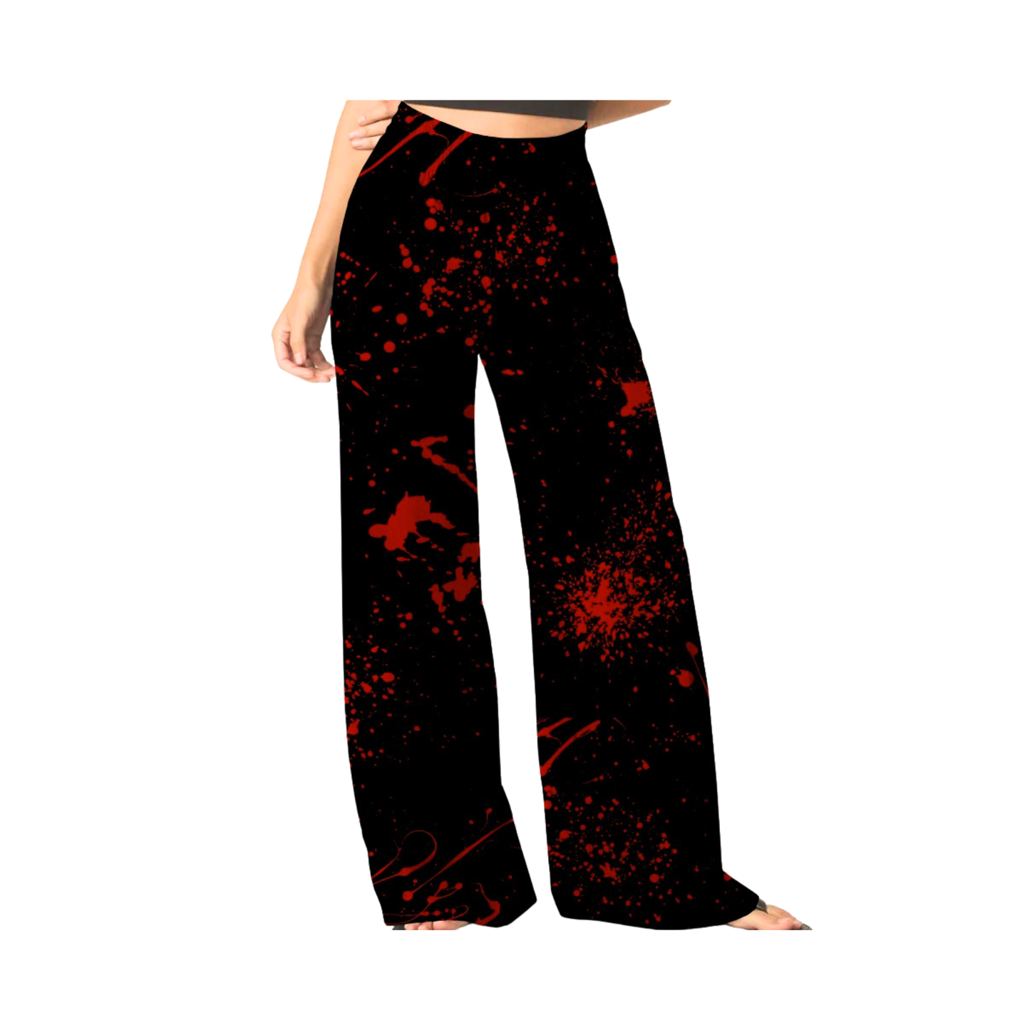 Adult:  Grannycore Killers Blood Splatter Bamboo Ghoulchella Pants! 3 INSEAMS!  Solid Splatter