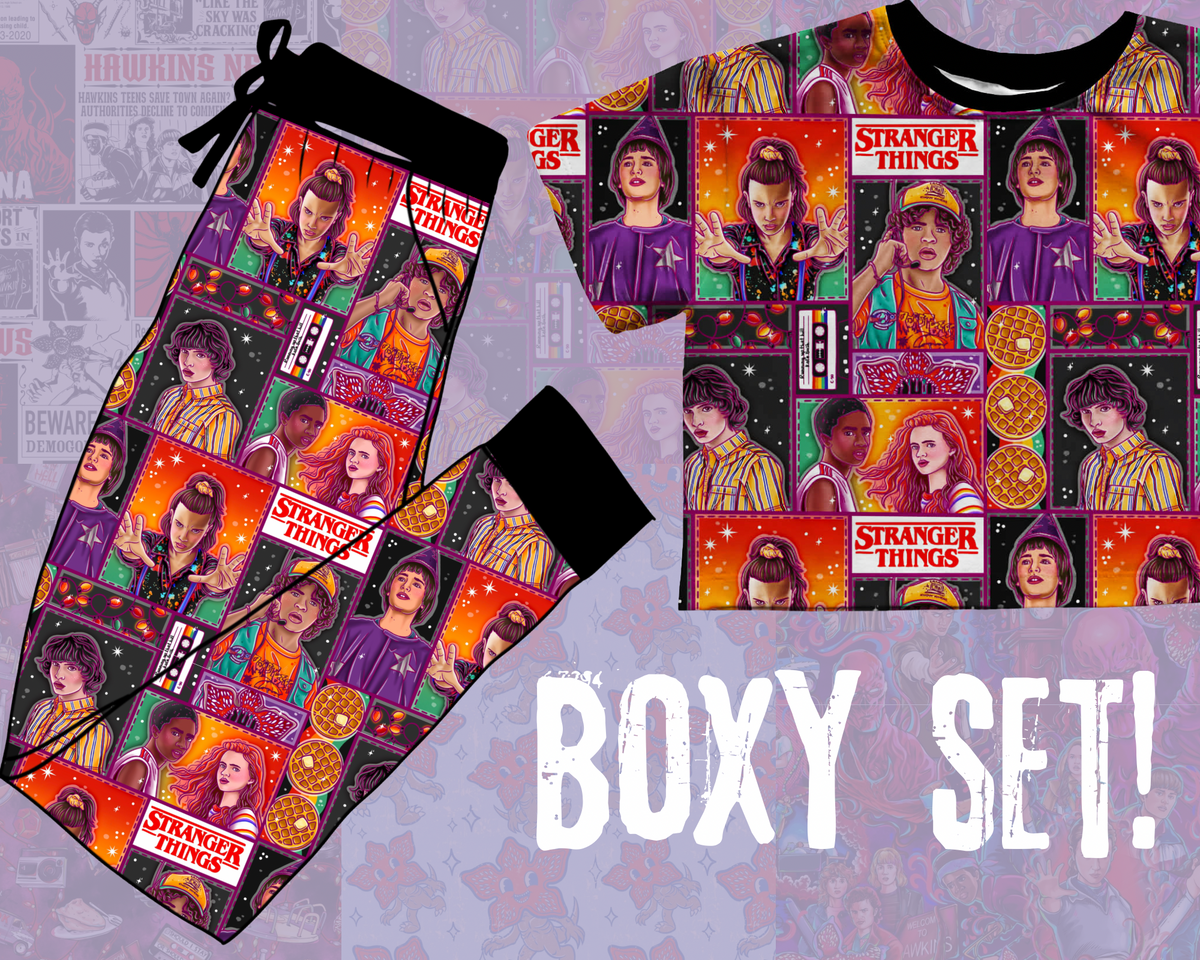 Ready to Ship! Adult-- 80s Retro Kids Vintage 80s Kids Rad Colors Bamboo Boxy Shirt! Waffles + Eleven! stranger kids boxy