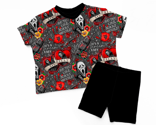 SCREAM + Do you like Scary Movies Long Boxy Tshirt! Adult + Kiddos! STU + BILLY! Spooky Halloween!