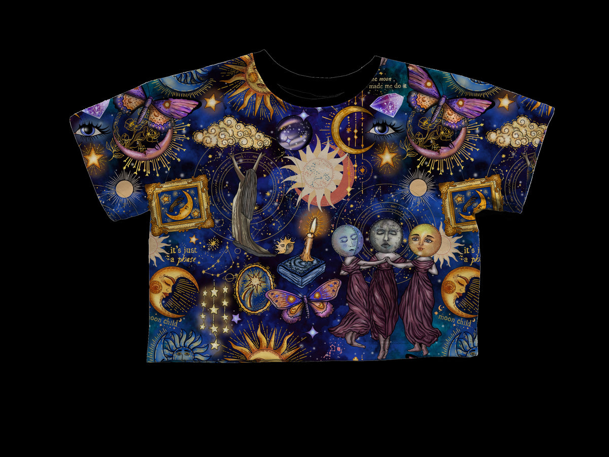 Ready to Ship! Practically Magic! Adult 1990s Whimsigoth + Magical Vintage Celestial Cosmos oversized Boxy Bamboo Shirt!