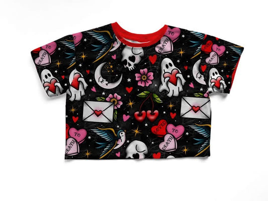 Kids + Adults Adults Traditonal tattoo spooky Valloween year round bamboo boxy! Heart ghosties + Vintage moon + love letters!