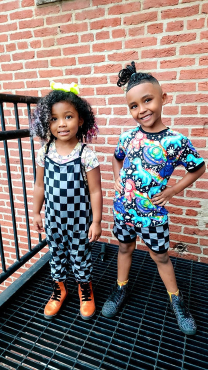 Ready to ship! Kids- Pizza Planet Magical Story Black Short + Tshirt Set! The CLAWW!! Moody + Magical! Perfect for Summer trips! Pizza Shortie