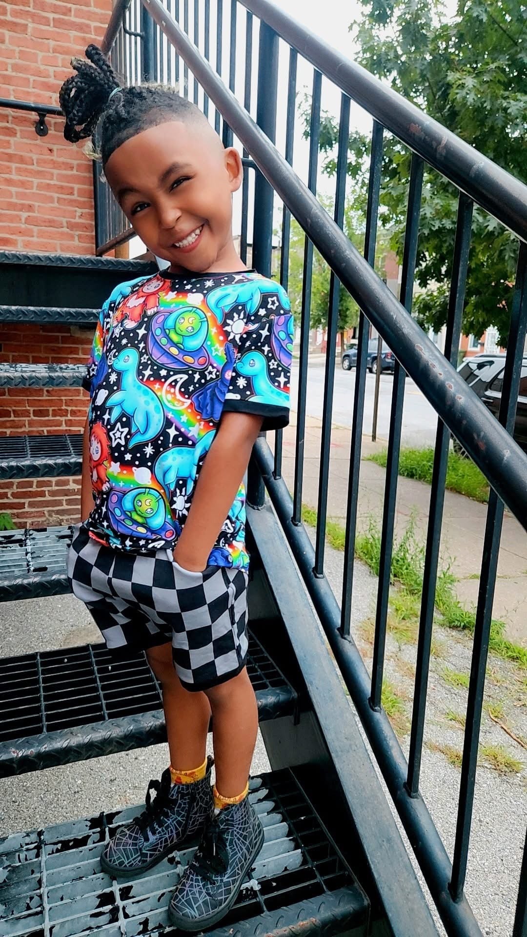 Ready to ship! Kids- Pizza Planet Magical Story Black Short + Tshirt Set! The CLAWW!! Moody + Magical! Perfect for Summer trips! Pizza Shortie