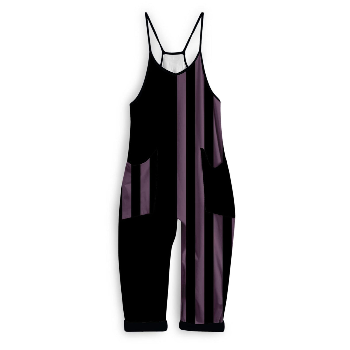 Ready to Ship! Adult: The Nevermore Moody stripe+ Black Split Bamboo Overalls! Horror Nights!