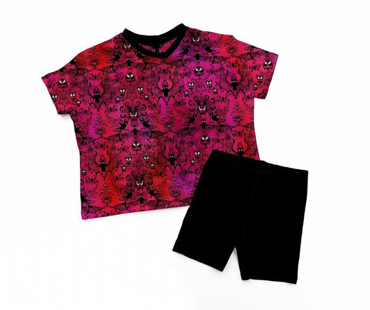 The Ghostly Mansion Wallpaper Adult Boxy Bamboo Oversized Tshirt! Size up for Tshirt Dress!
