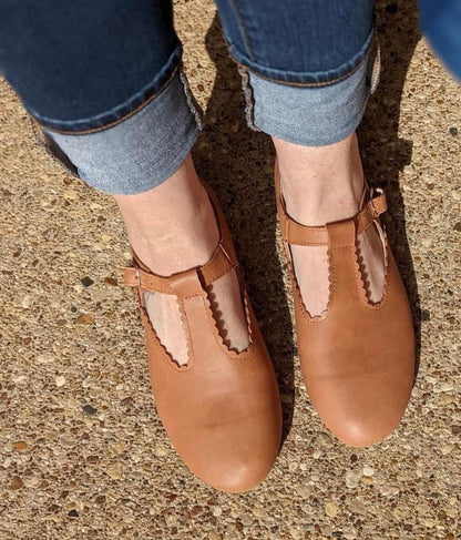 New Ready to Ship- Vintage Leather Fauna Elowyn Tstraps! Nubuck Leather! Classic Flats.