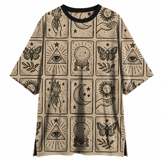 Adult Mystic Tarot vintage witch lounge shirt! Extra long! Sleep shirt! Daywear! Size up tshirt dress!