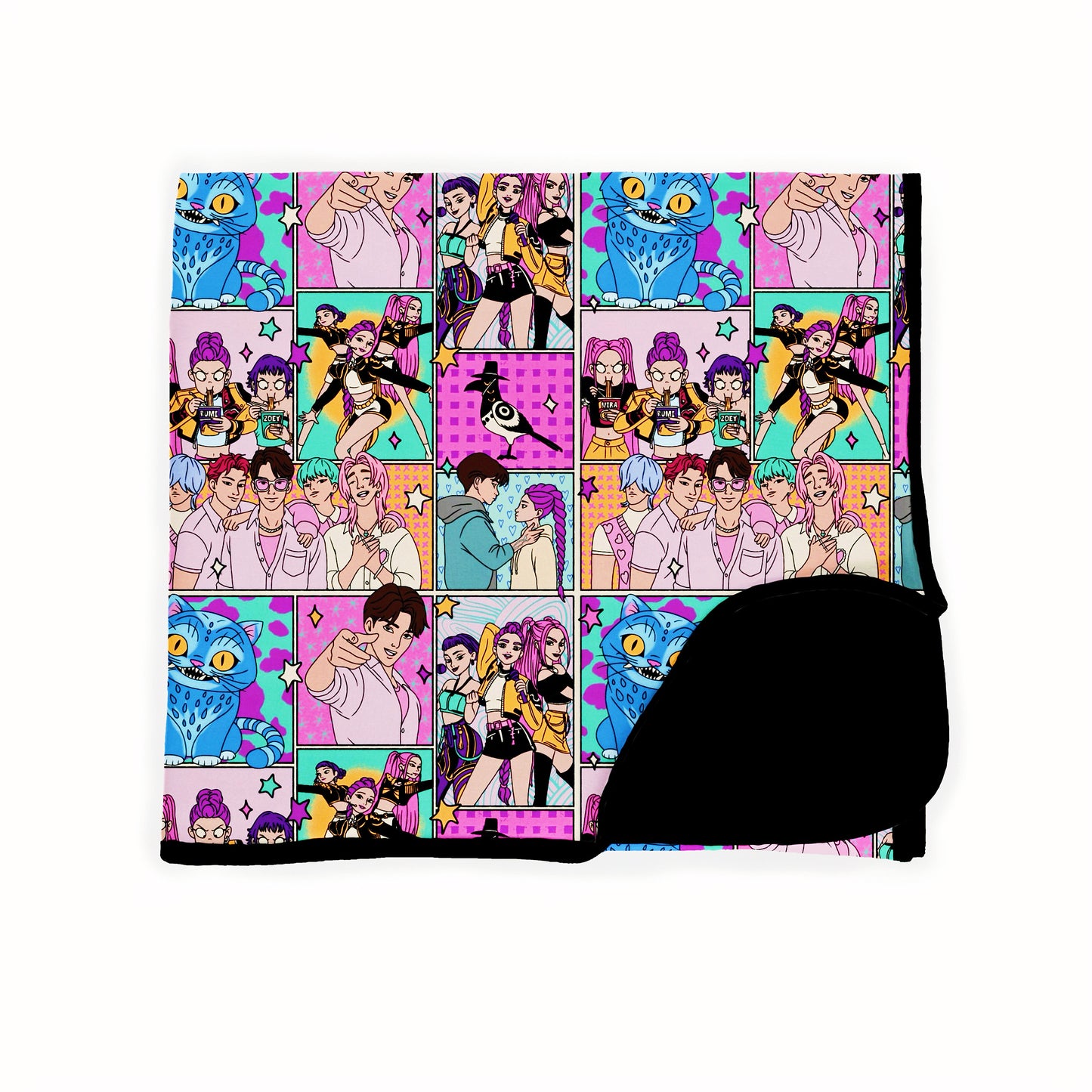 Ready to ship - The kPOPs Demon BambOOO Blankets! Reversible + Comfy! 3 sizes! Quilted! PINK KPOP BLANKET