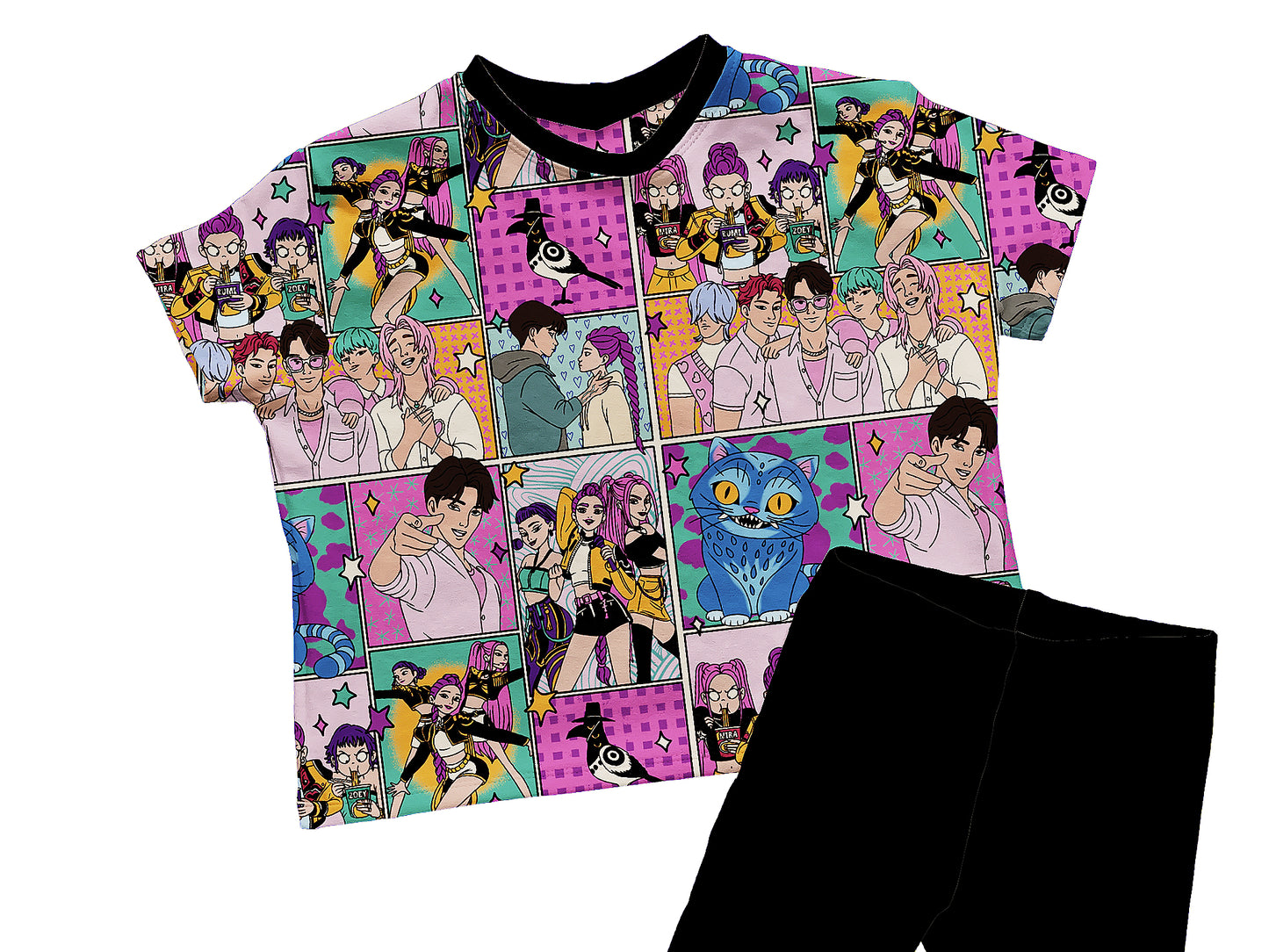 Ready to Ship -- Kids + Adult Hunter Girl Kpop Demon Bamboo Boxy Vintage Tshirt! HuntrixX! Not cropped! Slouchy + Comfy! PINK KPOP BOXY