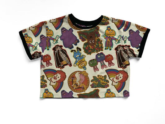 Adult + kids  - Oversized Retro Ringer 80s-90s McDs Bamboo Boxy shirt! Grimace + Hamburglar